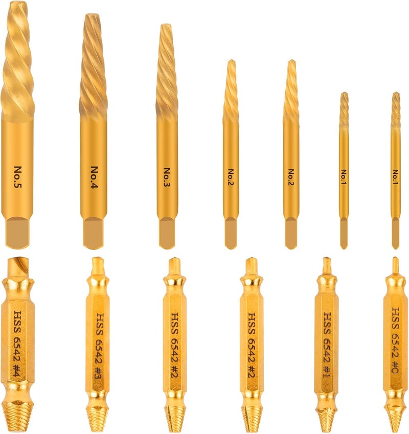 Cleverool Store Damaged Screw Extractor Set, 13Pcs Easy Out Bolt Extractor Set Drill Bit Tools for Removing Rusty Broken Hardware, Spiral Screw Extractor for Stripped Screws Nuts & Bolts - Image 1